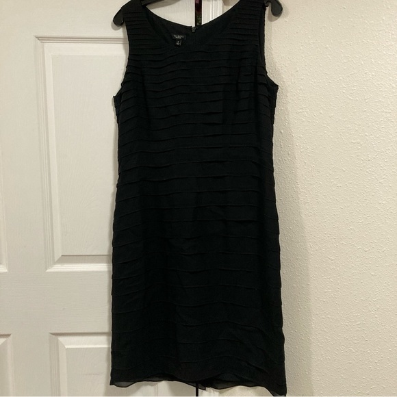 Talbots Dresses & Skirts - Talbots Black 100% Silk Layered Chiffon Cocktail Dress Elegant Sleeveless Sz 12